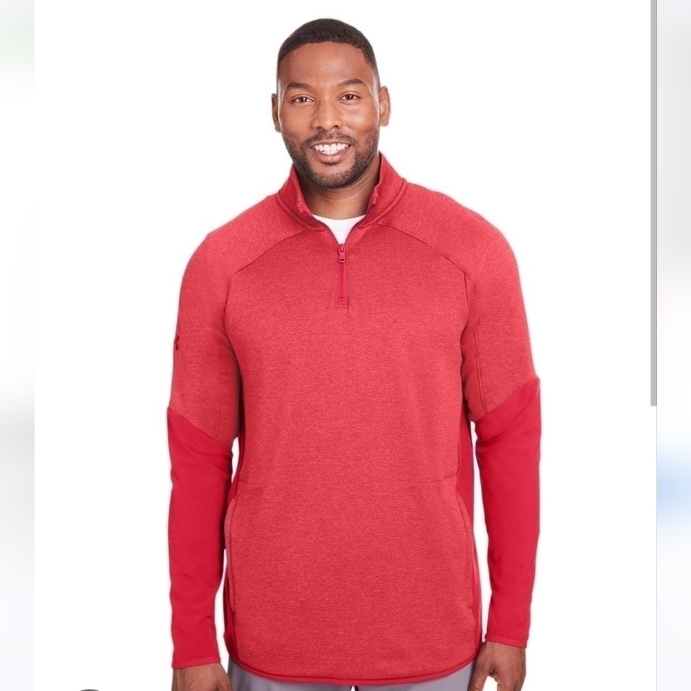Under Armour Men's Fleece Qualifier Hybrid Quarter Zip Red 1343104, sz 3XL
